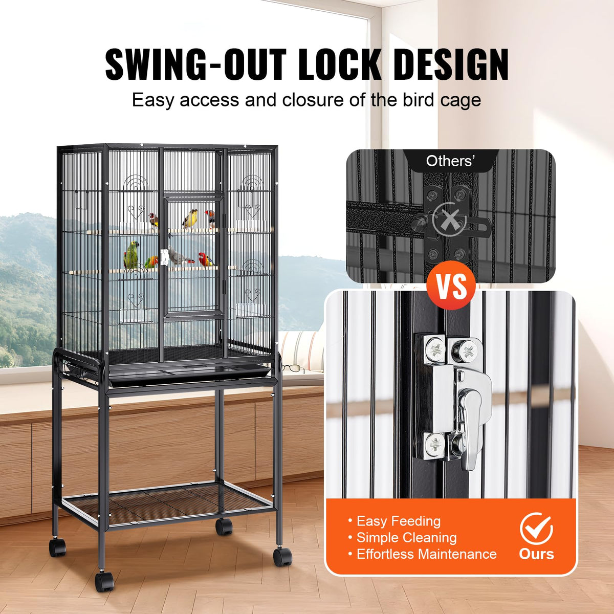 VEVOR Animal Cage in 24.0"L x 16.9"W x 54.0"H, Black