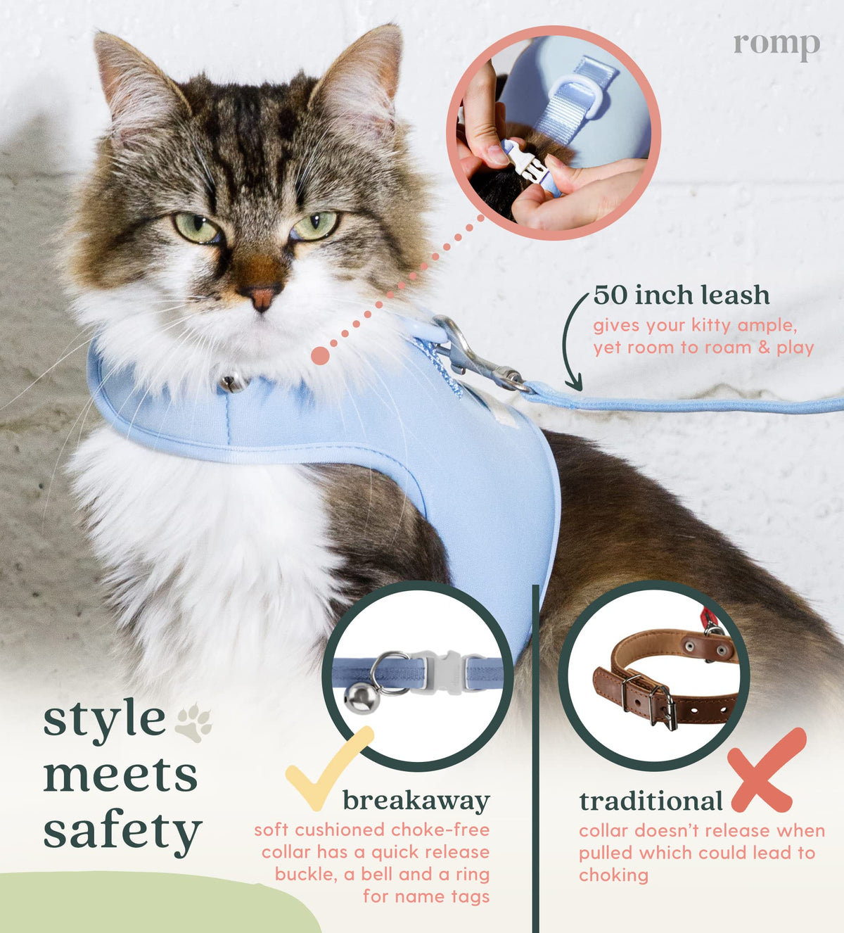 ROMP Animal Harness in Small, Cotton Blue