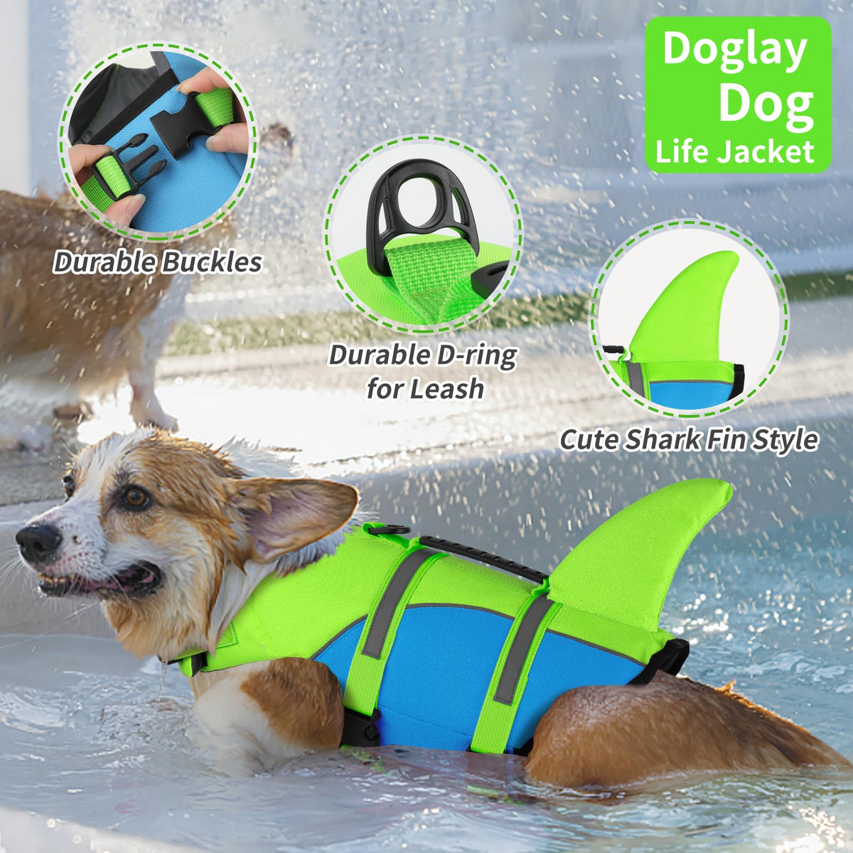 Doglay Pet Apparel in X-small, Fluorescent Green & Blue