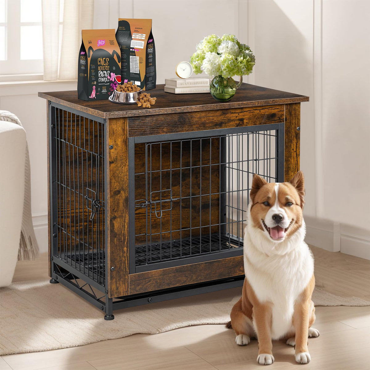 Shintenchi Animal Cage in 27.2"L x 20.1"W x 23.6"H, Black