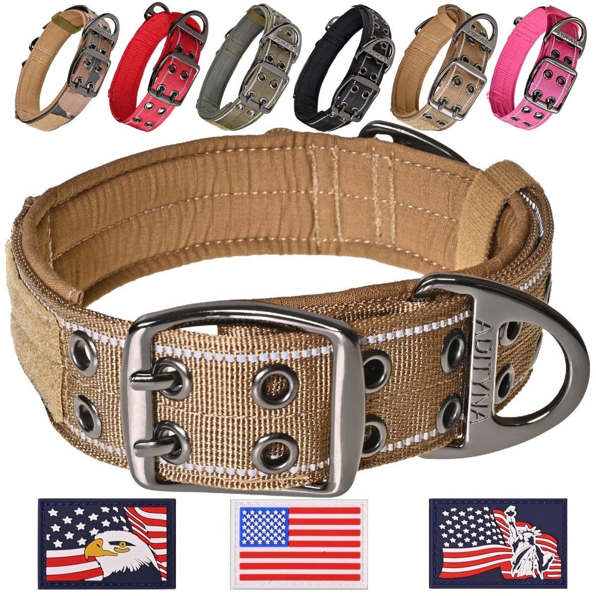 ADITYNA Animal Collar in Medium: Fit 15-19" Neck, Coyote Brown