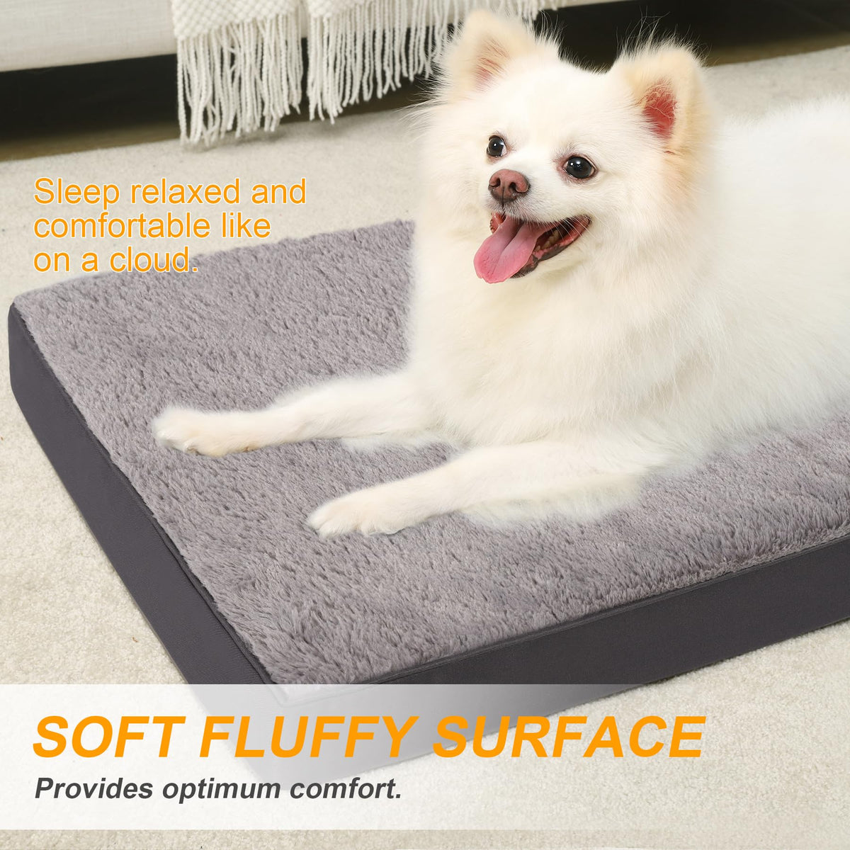 KSIIA Pet Bed Mat in 23.0"L x 17.0"W x 3.0"Th, Dark Grey