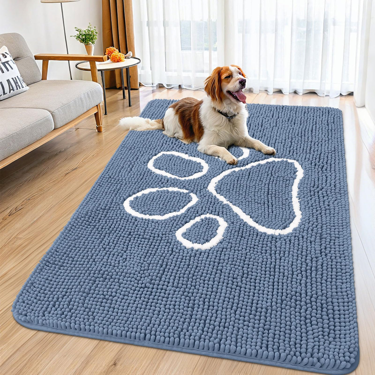 Smiry Rug in 59"X35", Airy Blue and White