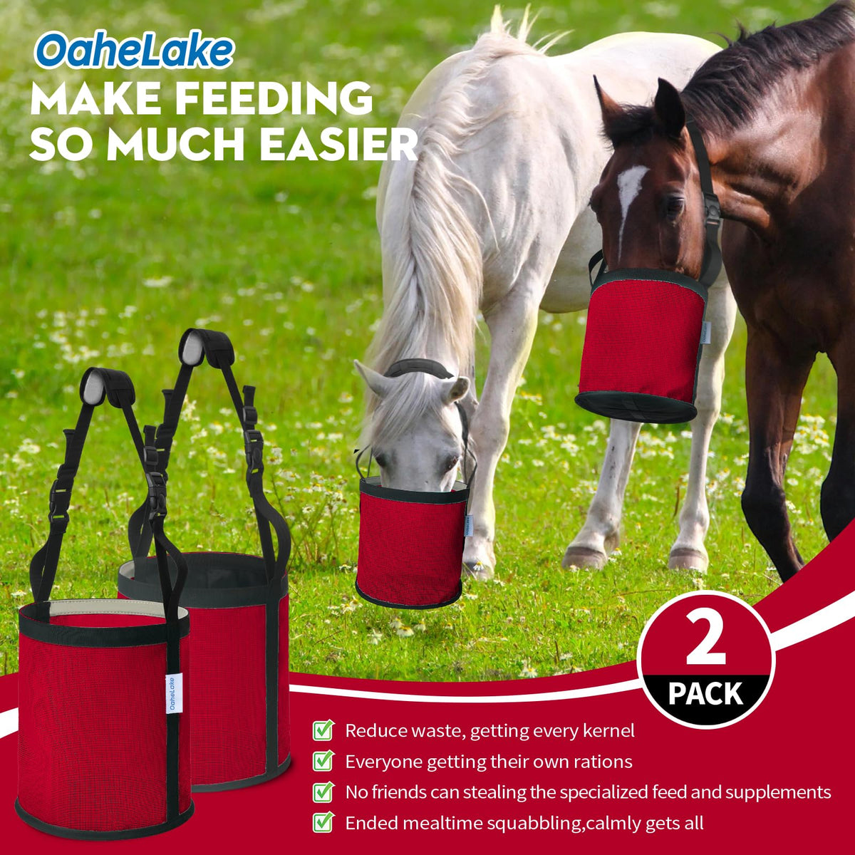 OAHELAKE Pet Supplies in Universal, 2 Pcs Red