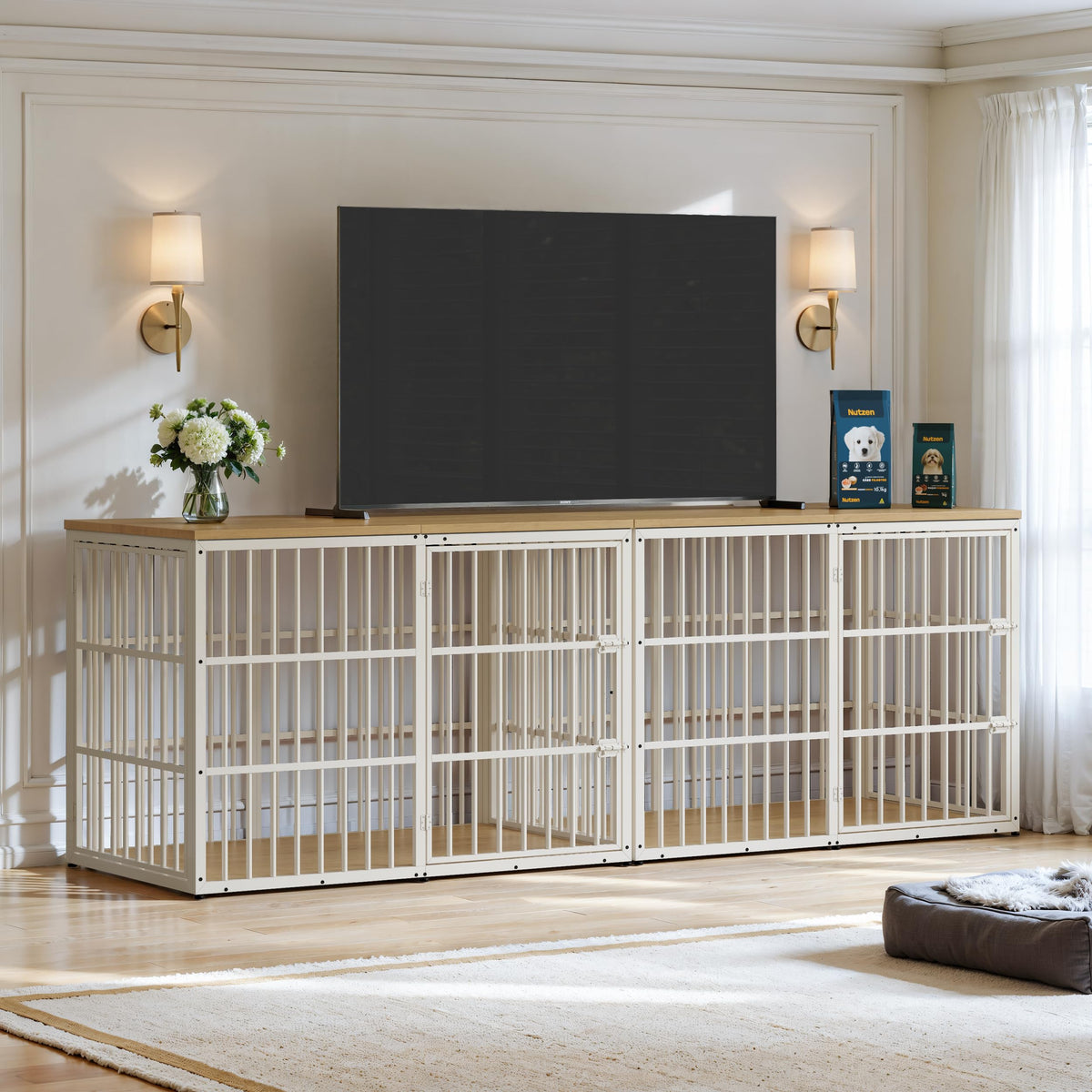 Lyromix Animal Cage in 53.9"L x 31.9"W x 37.2"H, Natural Beech