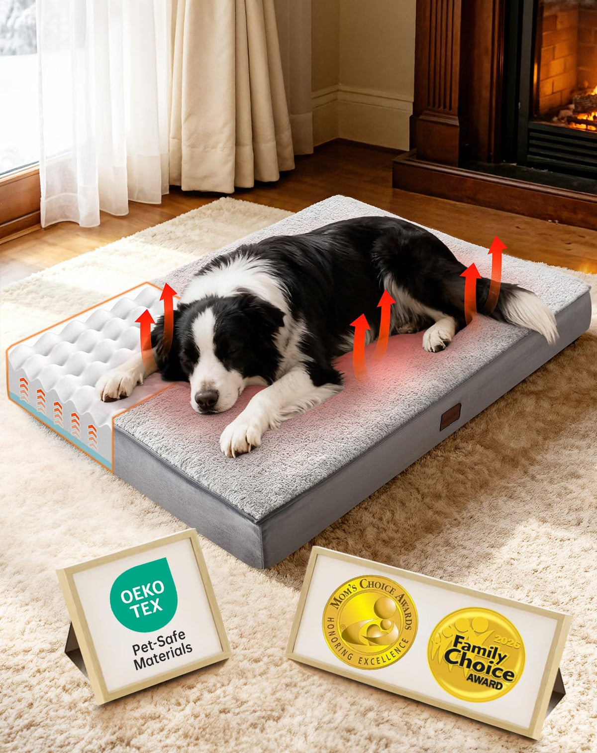 OhGeni Pet Bed Mat in 36" x 27" x 3.54" W, 01-Gray