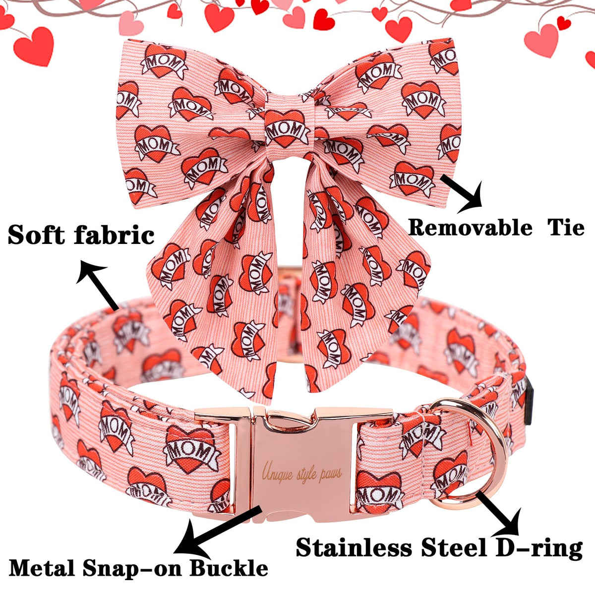 Unique style paws Animal Collar in XS, mom love-bowtie