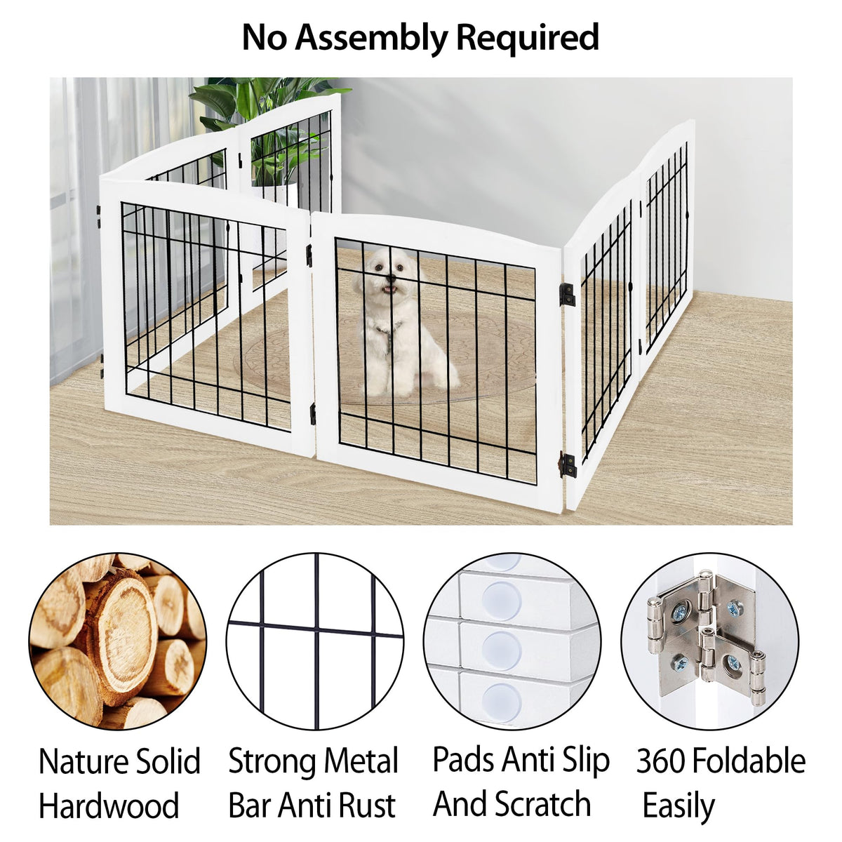 LZRS Temporary Gate in 24"Height-6 Panel, White