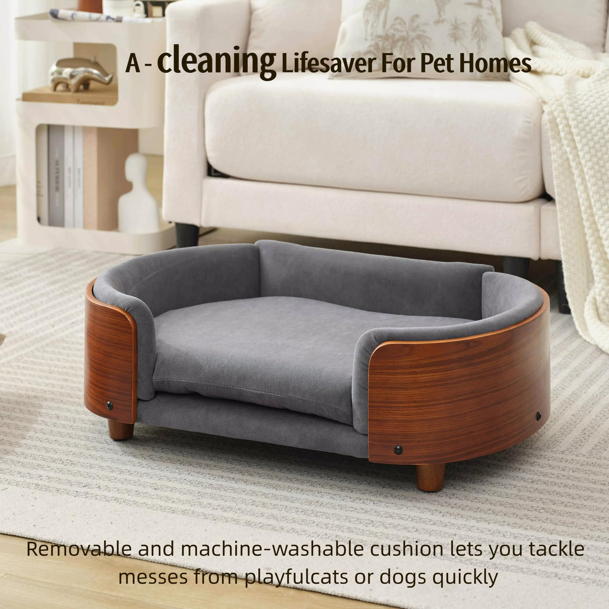 Trygoal Pet Bed Mat in 26.38, Dark Gray & Walnut