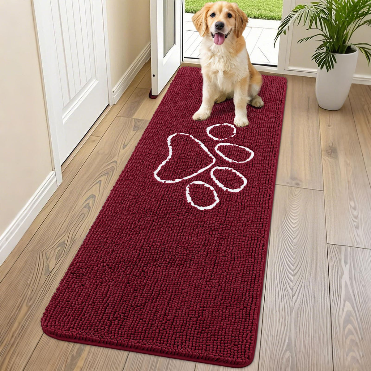 Smiry Rug in 70"X24", Burgundy and White