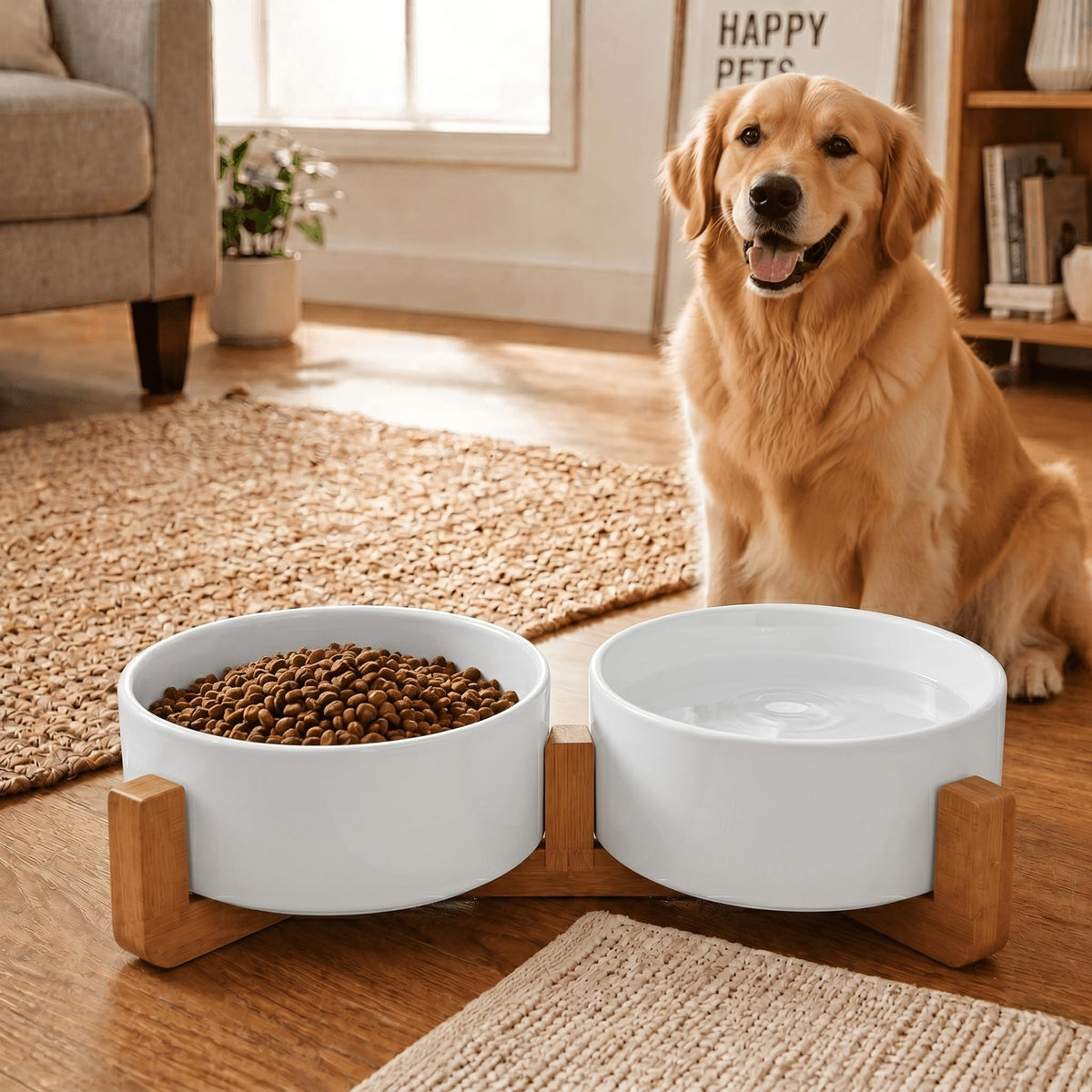 SPUNKYJUNKY Pet Feeder in 5 cups, White × 2