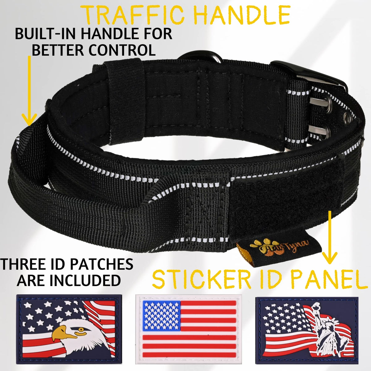 ADITYNA Animal Collar in Medium: Fit 15-19" Neck, Black