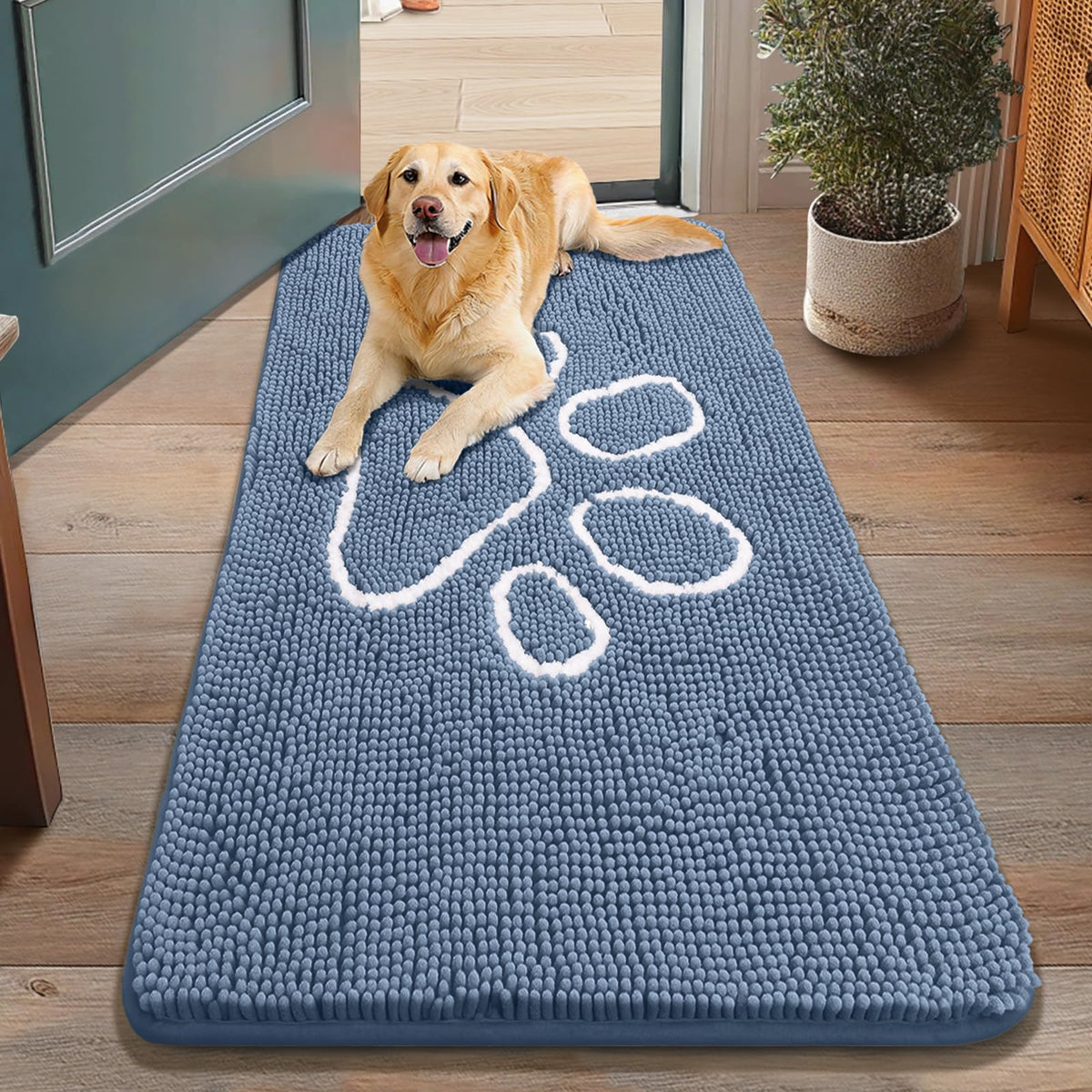 Smiry Rug in 48"X30", Airy Blue and White