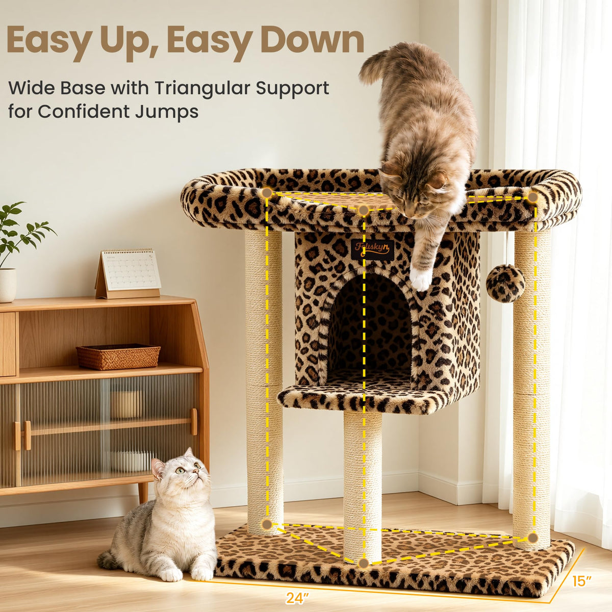 Feliskyn Pet Activity Structure in 28 Inches, Leopard Print