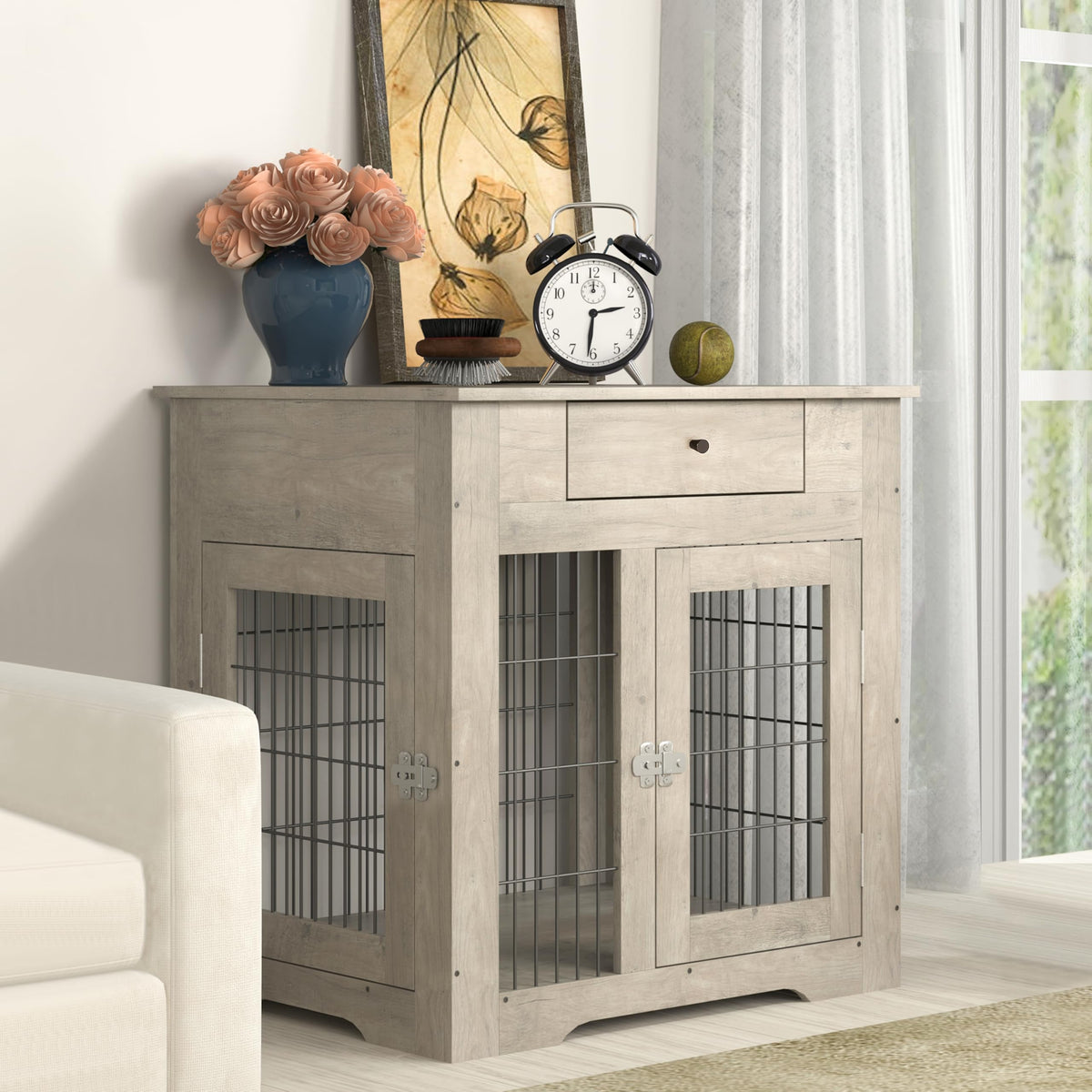 NicBex Animal Cage in 31.5"L x 22.64"D x 30.59"H, Antique Brown