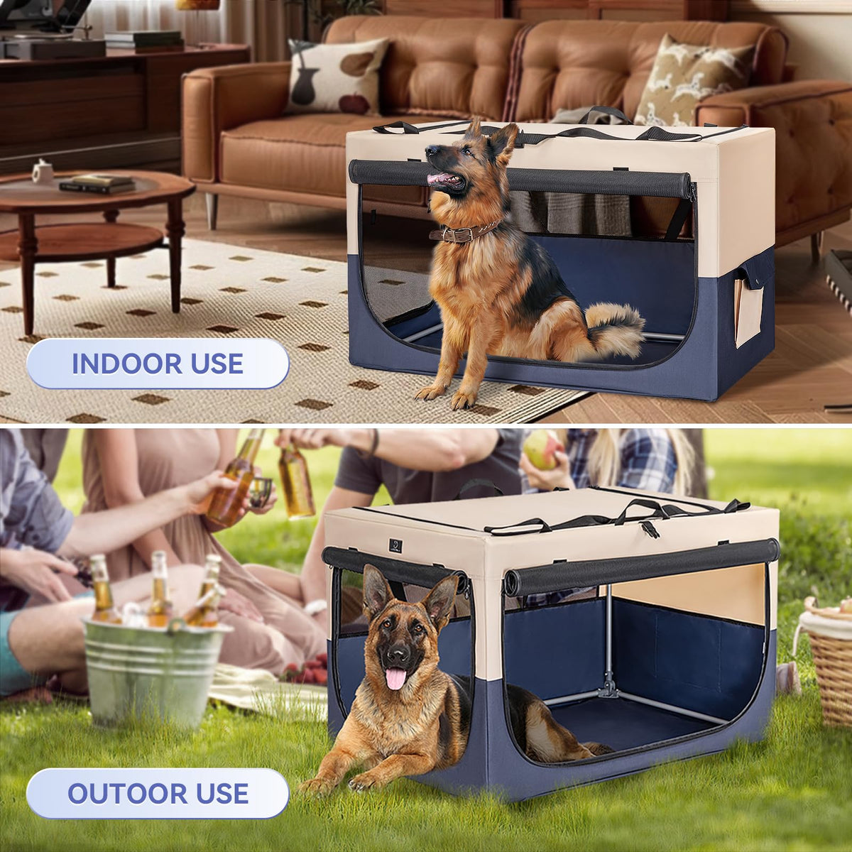 A 4 Pet Animal Cage in 30.0"L x 20.0"W x 19.0"H, Blue+Beige