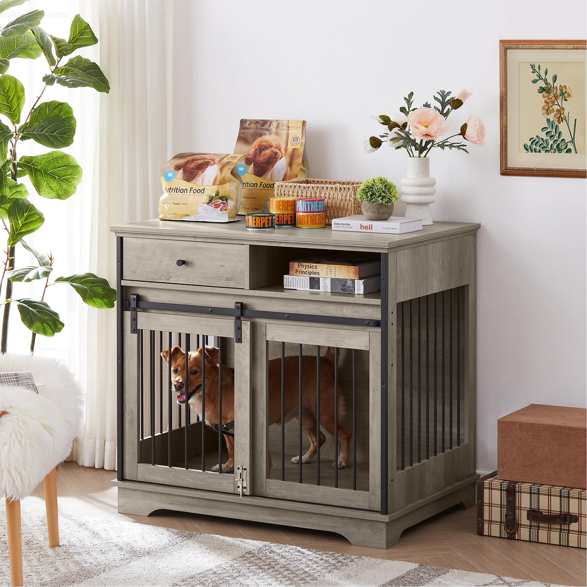 NicBex Animal Cage in 35.4"L x 23.6"W x 33.5"H, Grey