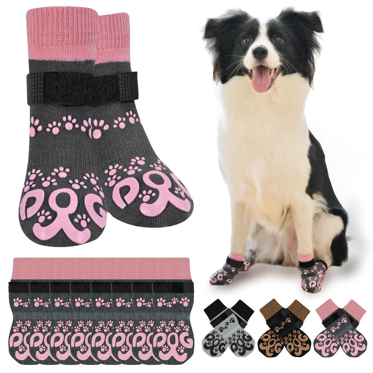 ROUWINNE Paw Hoof Protector in S(Pack of 8), Dark Grey and Pink