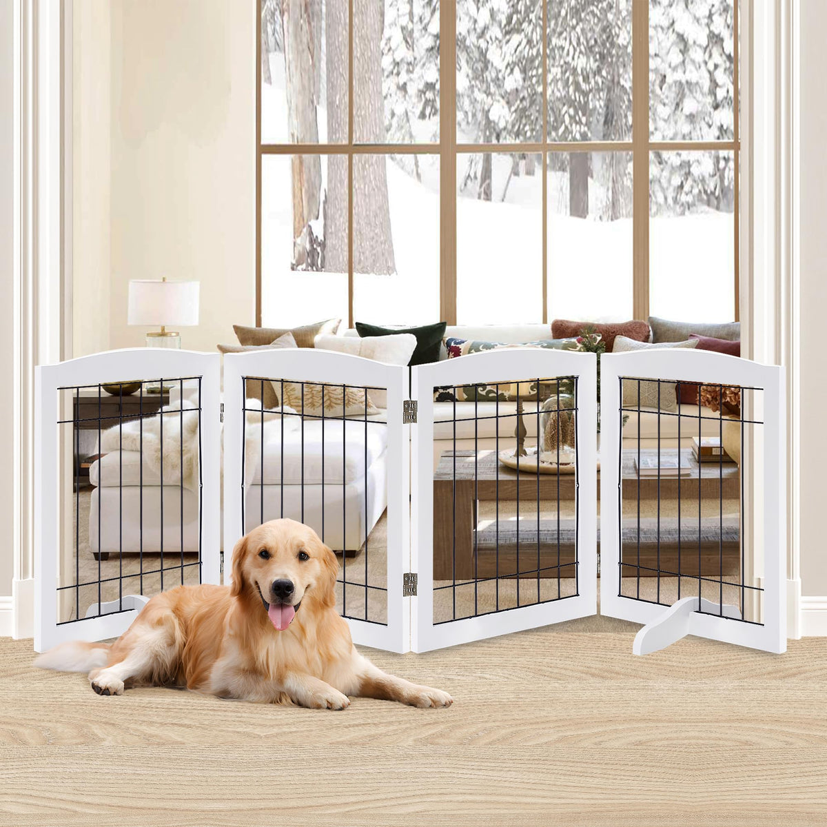 LZRS Temporary Gate in 30"Height-4 Panel, White