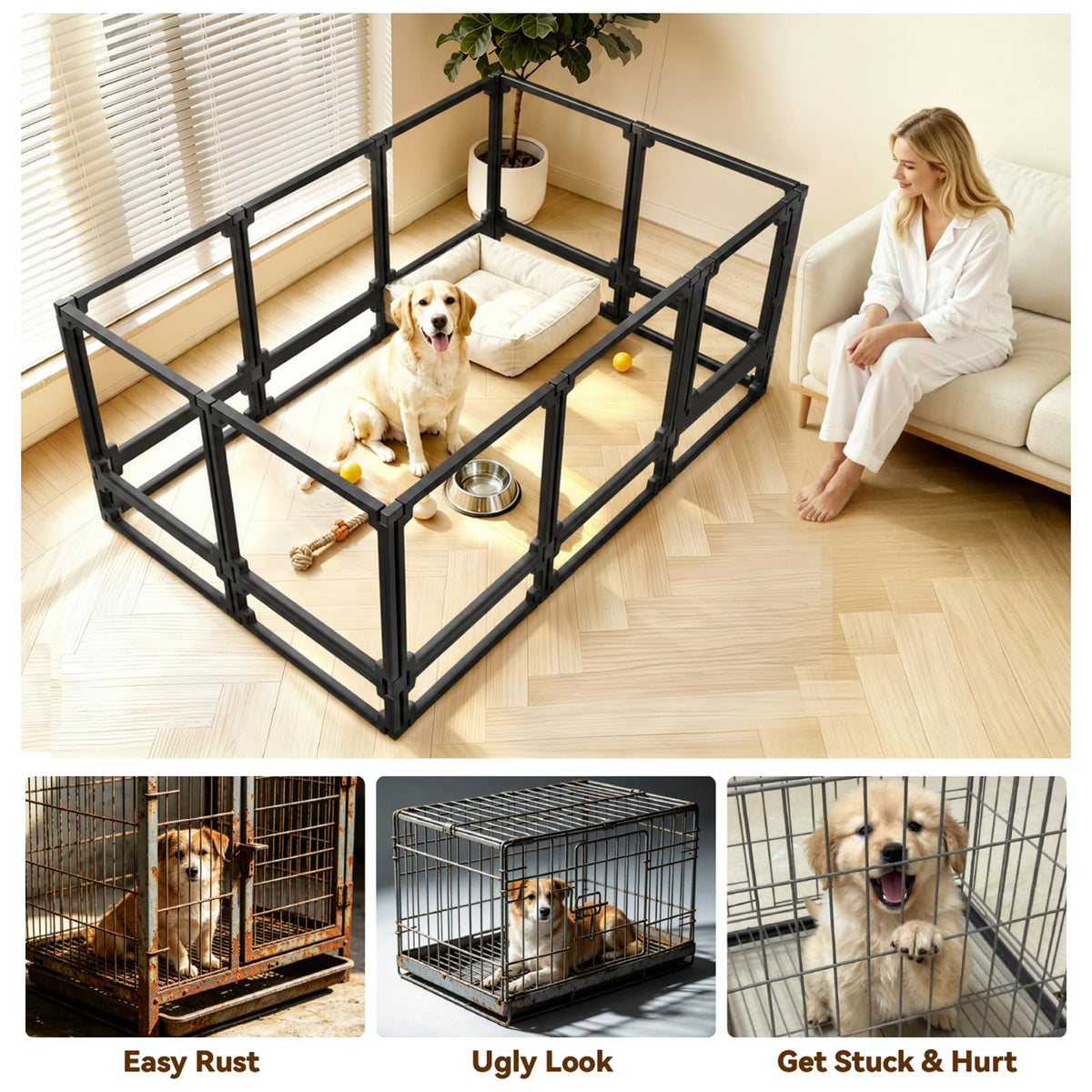 EVOTAILS Pet Playpen in 34", Black