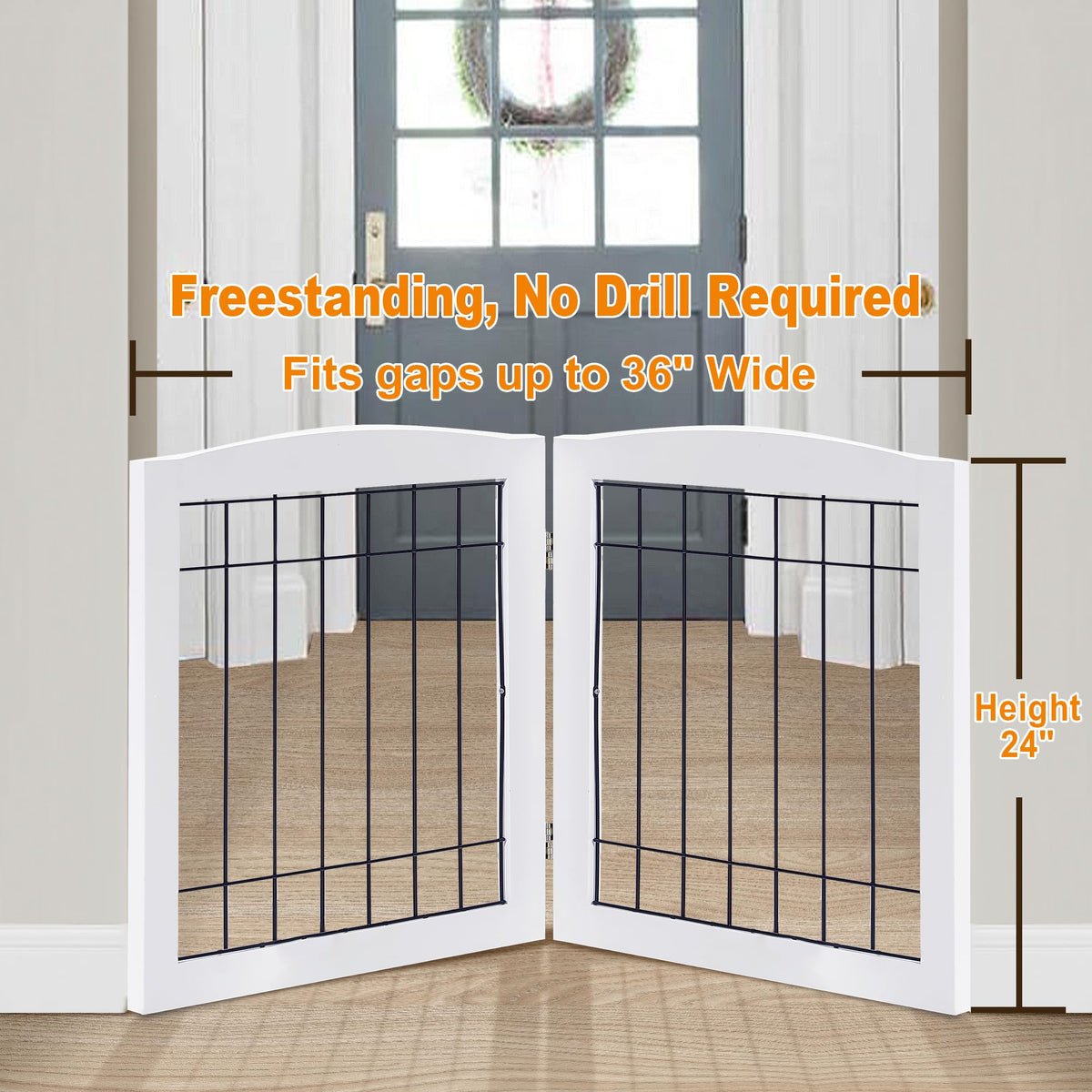 LZRS Temporary Gate in 24"Height-2 Panel, White