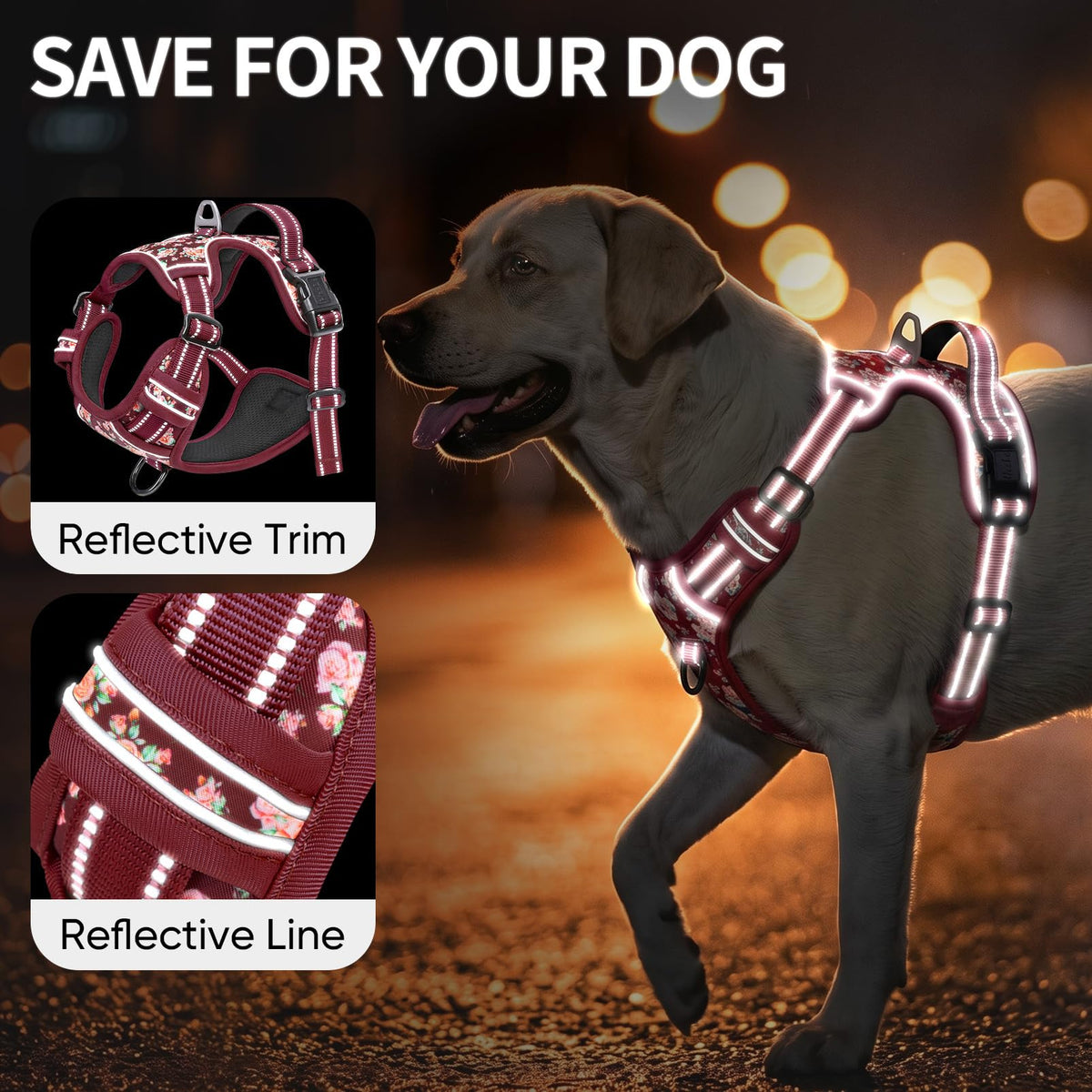 HEELE Animal Harness in S, Flower Burgundy