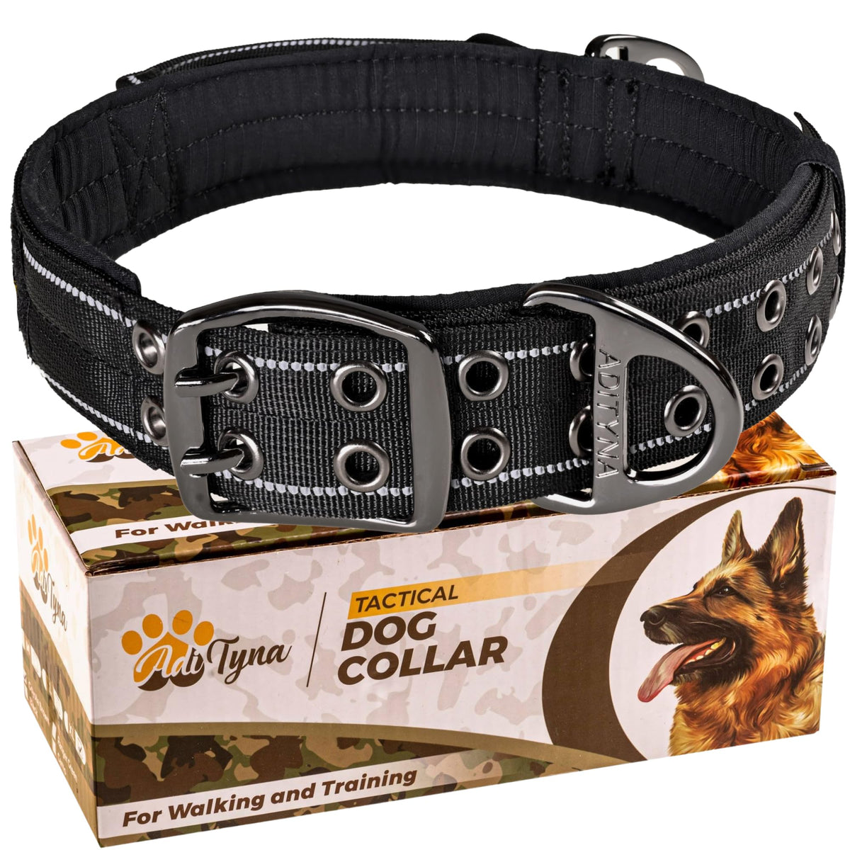 ADITYNA Animal Collar in Extra-Large: Fit 24-30" Neck, Black
