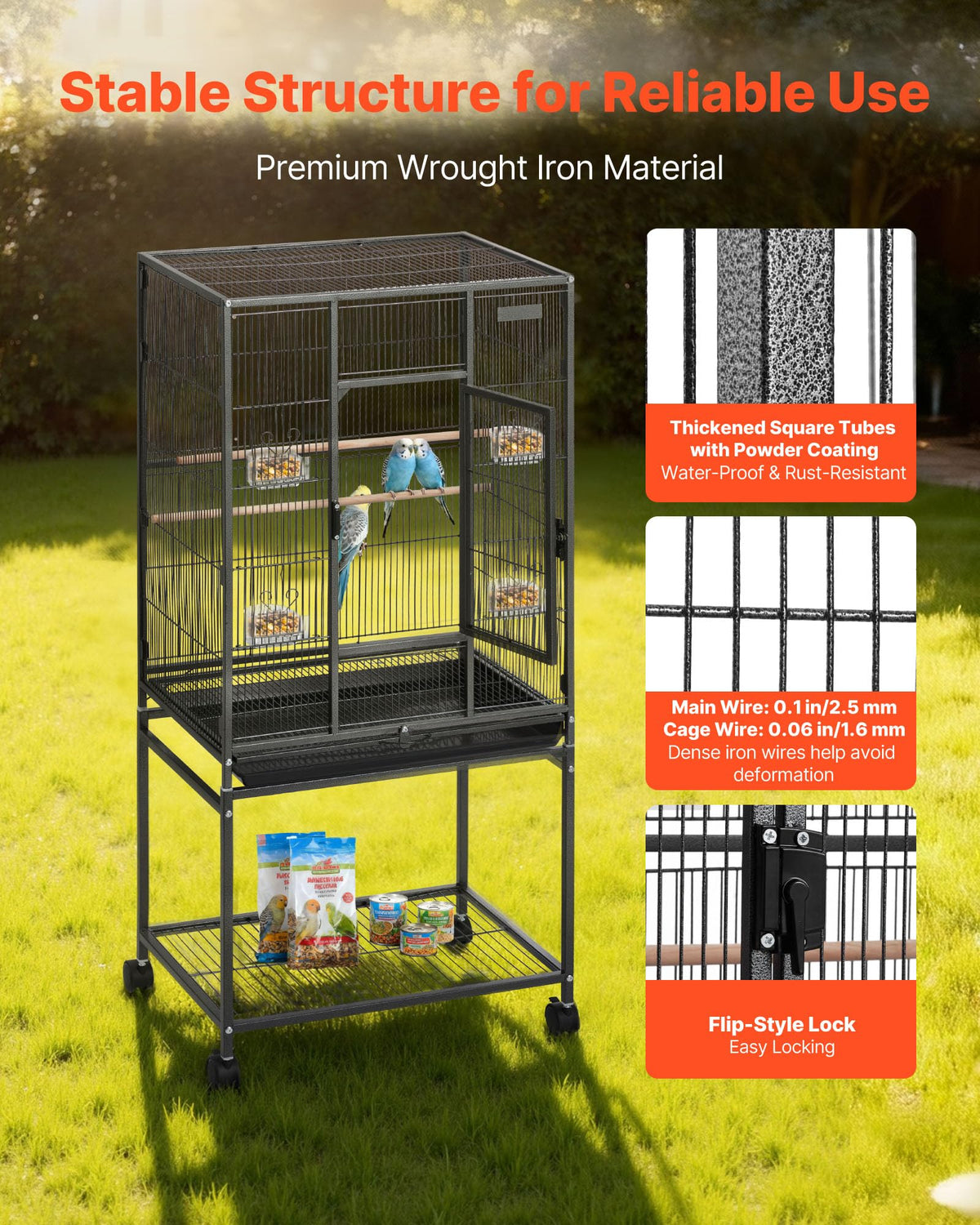 VEVOR Animal Cage in 24.6"L x 16.7"W x 53.9"H, Black