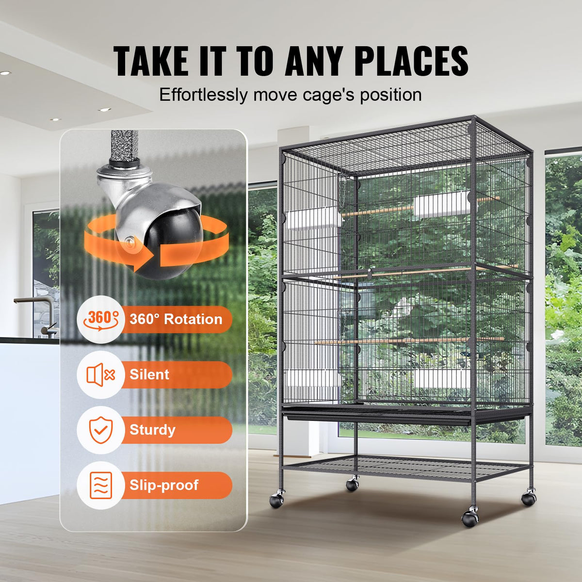 VEVOR Animal Cage in 31.1"L x 20.1"W x 52.0"H, Black