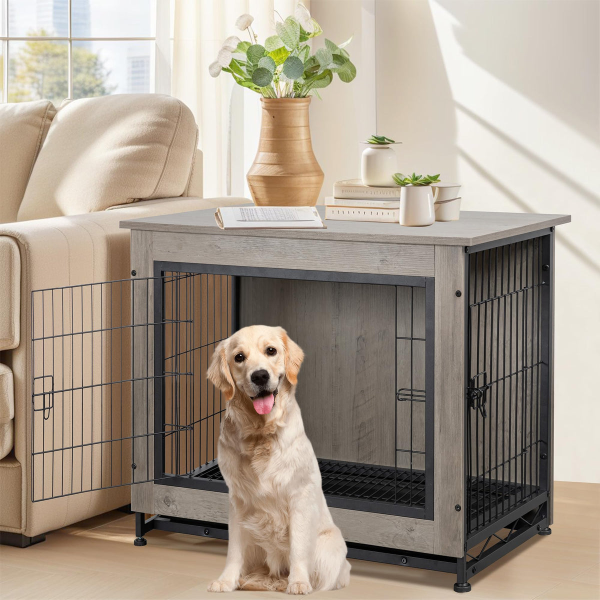 Shintenchi Animal Cage in 27.2"L x 20.1"W x 23.6"H, Grey