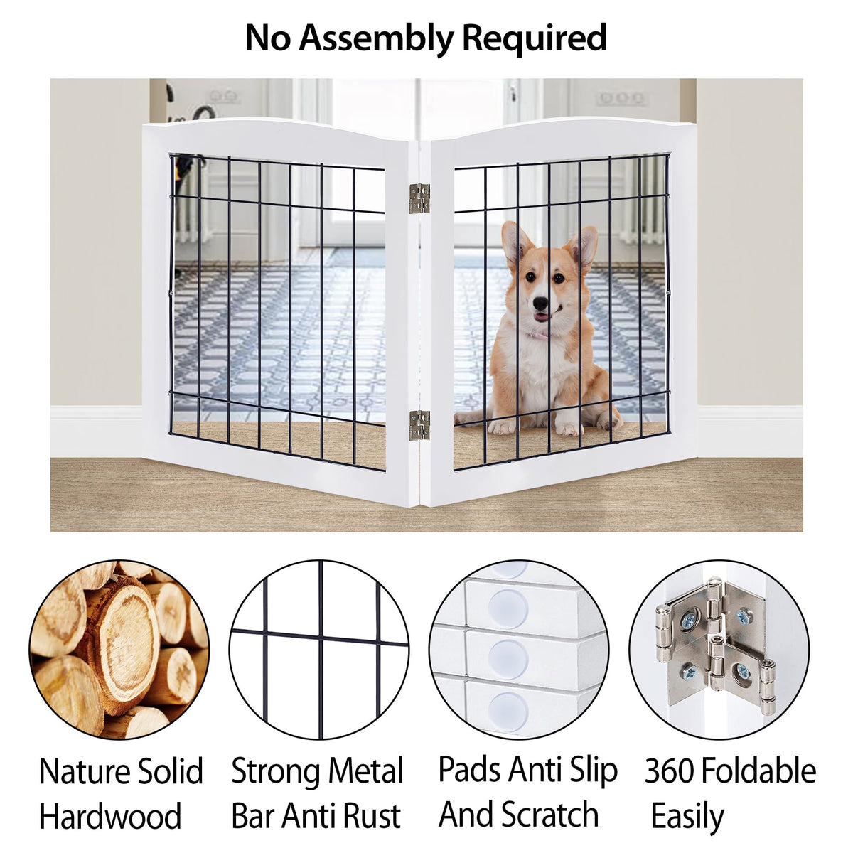 LZRS Temporary Gate in 24"Height-2 Panel, White