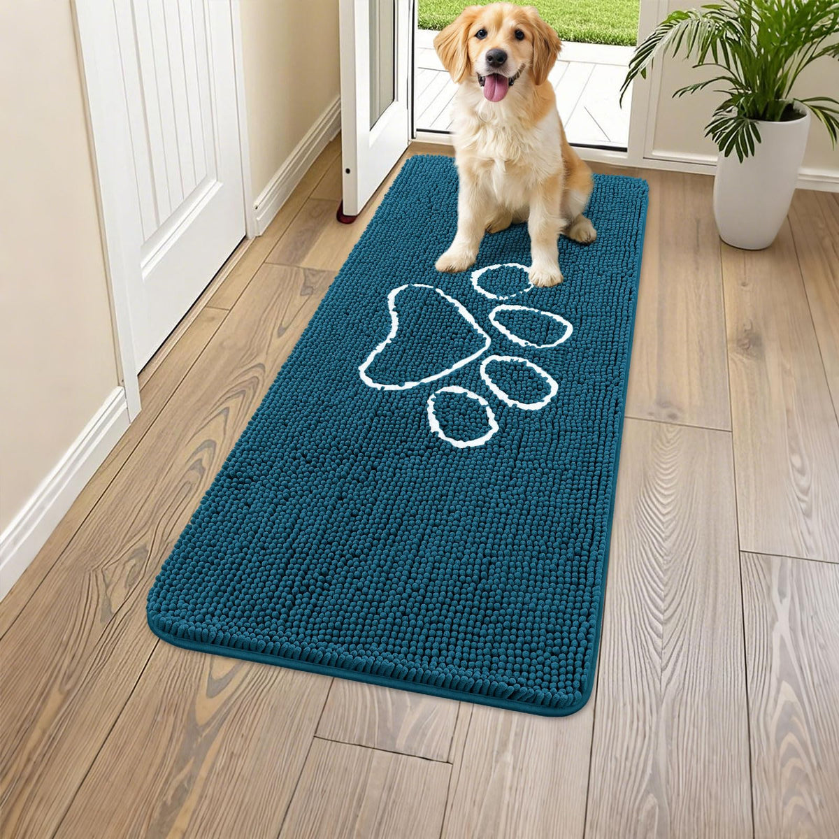 Smiry Rug in 47"X24", Atlantic Blue and White
