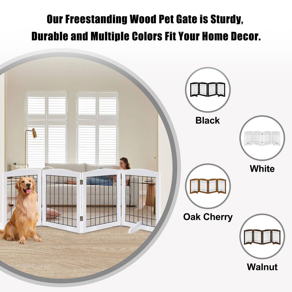 LZRS Temporary Gate in 30"Height-4 Panel, White