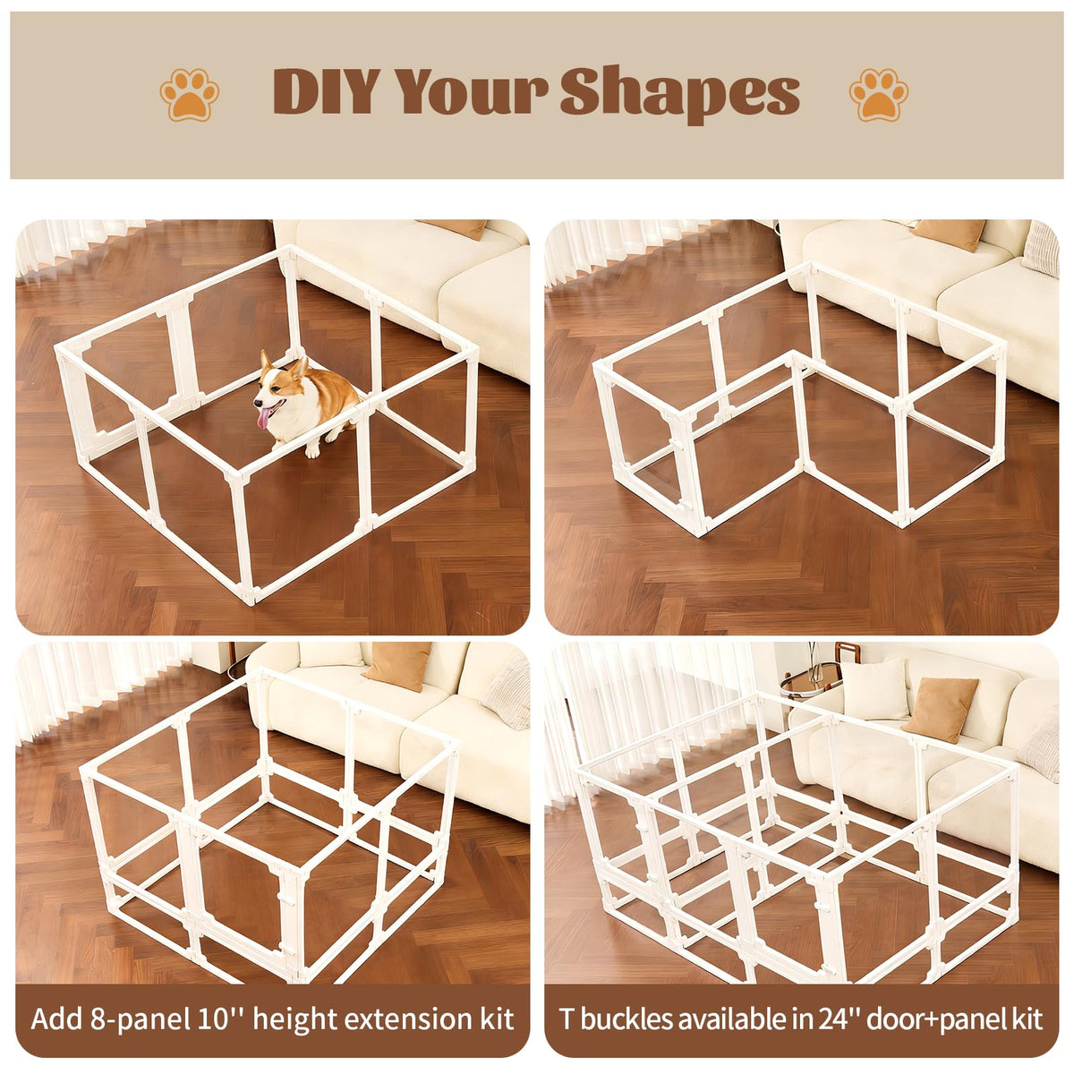 EVOTAILS Pet Playpen in 24", White