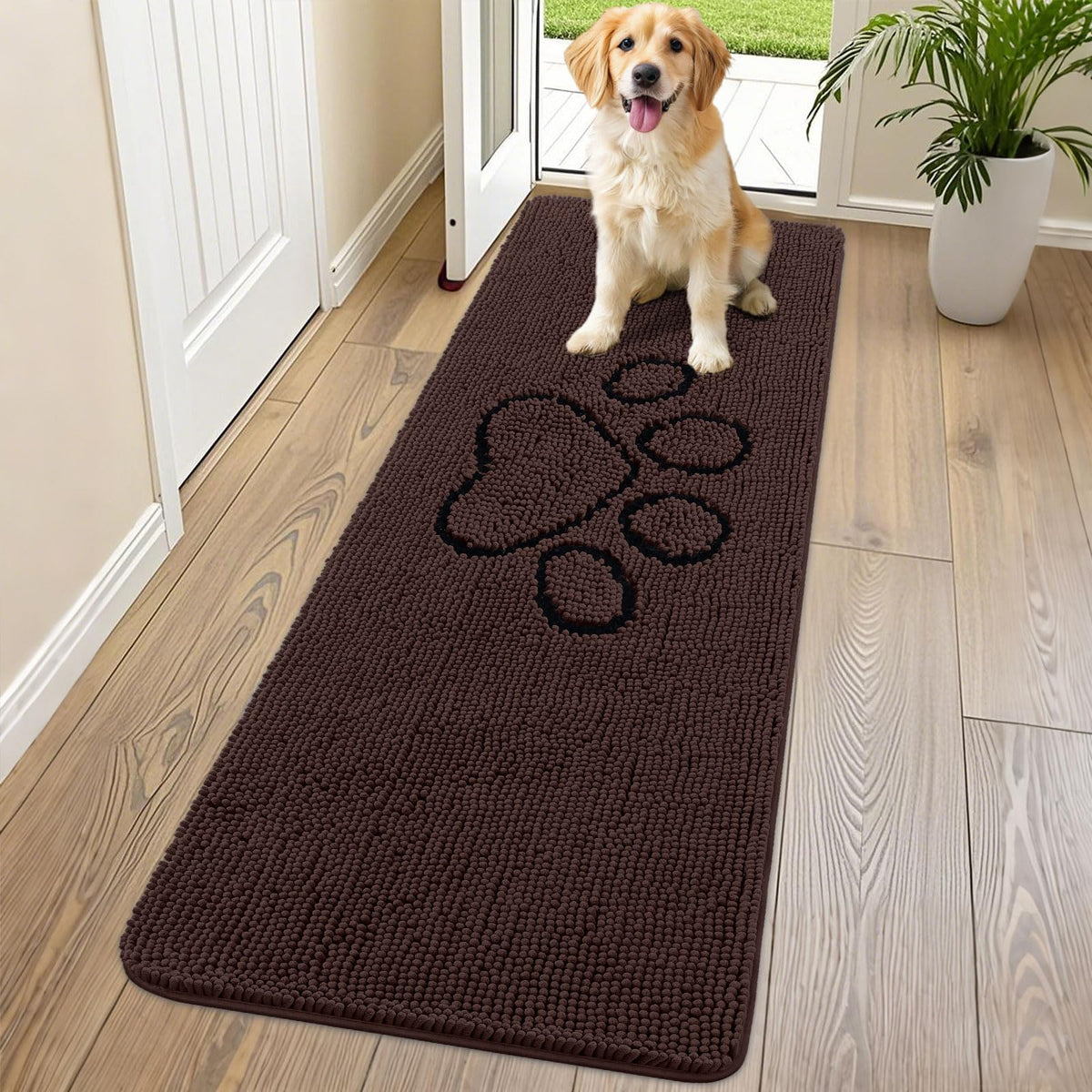 Smiry Rug in 70"X24", Brown and Black