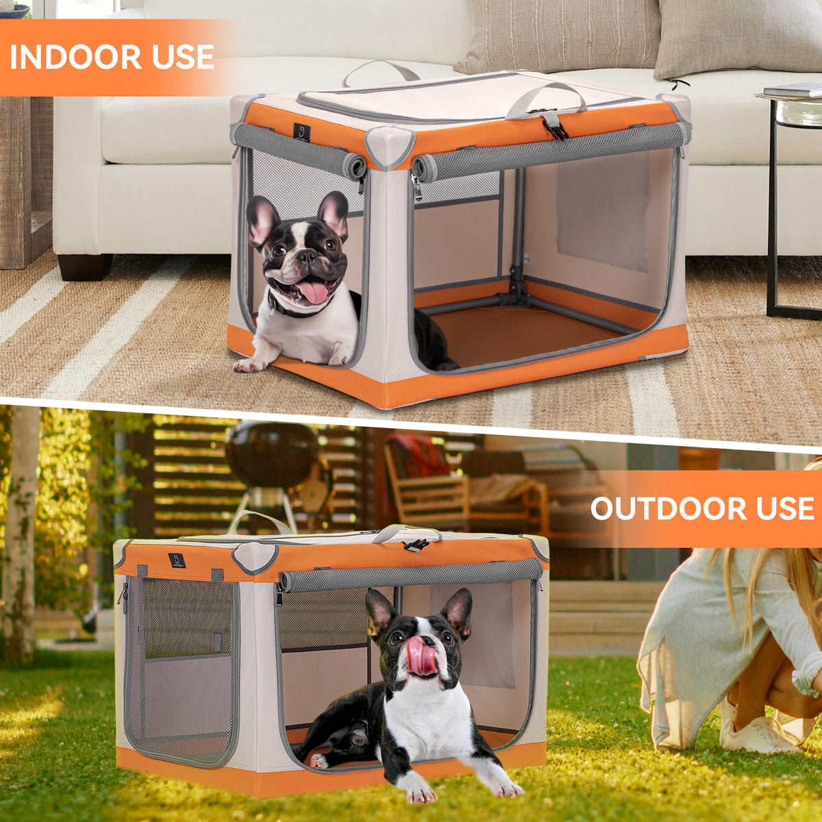 A 4 Pet Animal Cage in 26.0"L x 19.0"W x 18.0"H, Orange+Beige