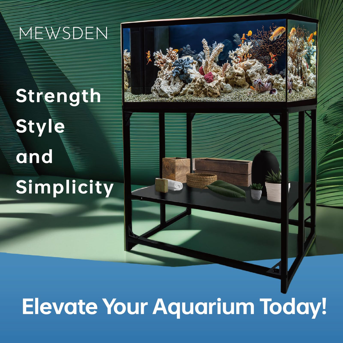 MEWSDEN Item Stand in (10 Gallon)24.8"x9.25", Black