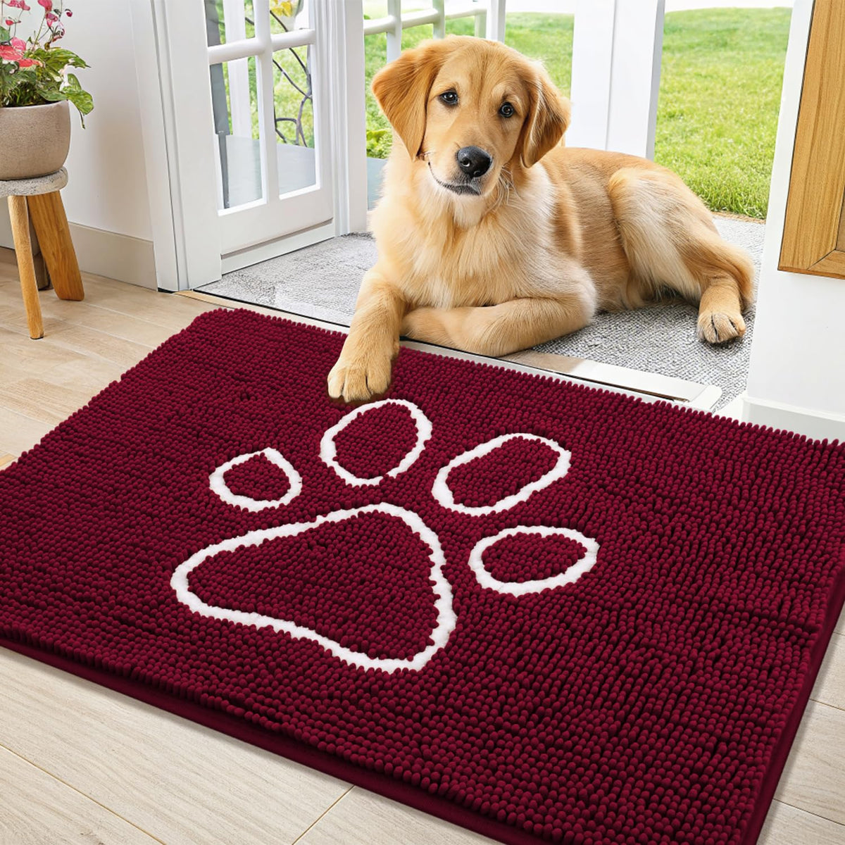 Smiry Rug in 36"X24", Burgundy and White