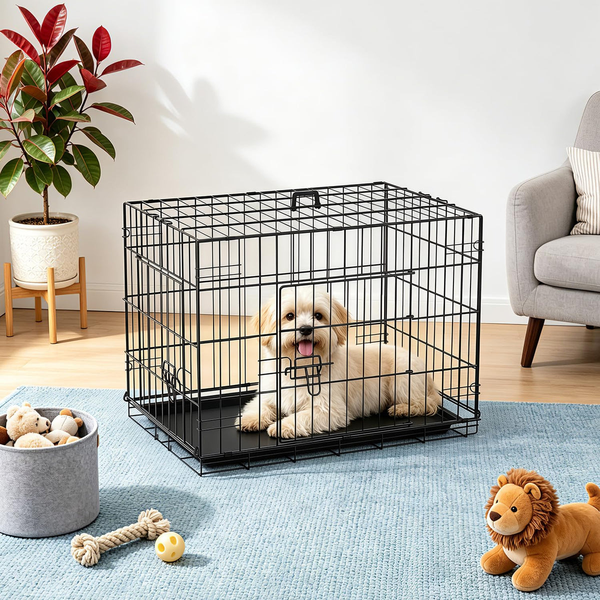 FDW Animal Cage in 24.0"L x 16.0"W x 19.0"H, Black