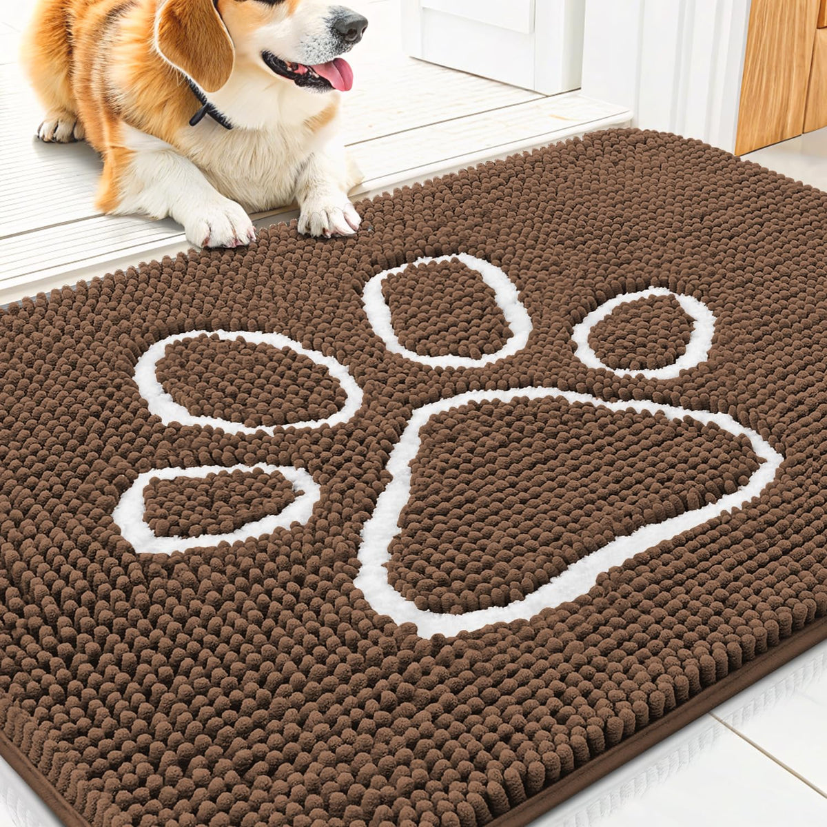 Smiry Rug in 30"X20", Coffee and White