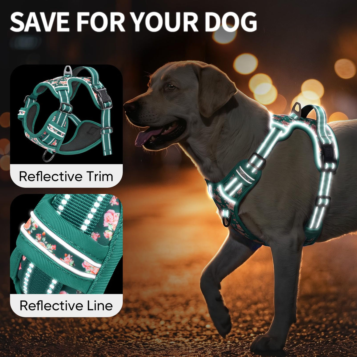 HEELE Animal Harness in S, Flower Grass Green