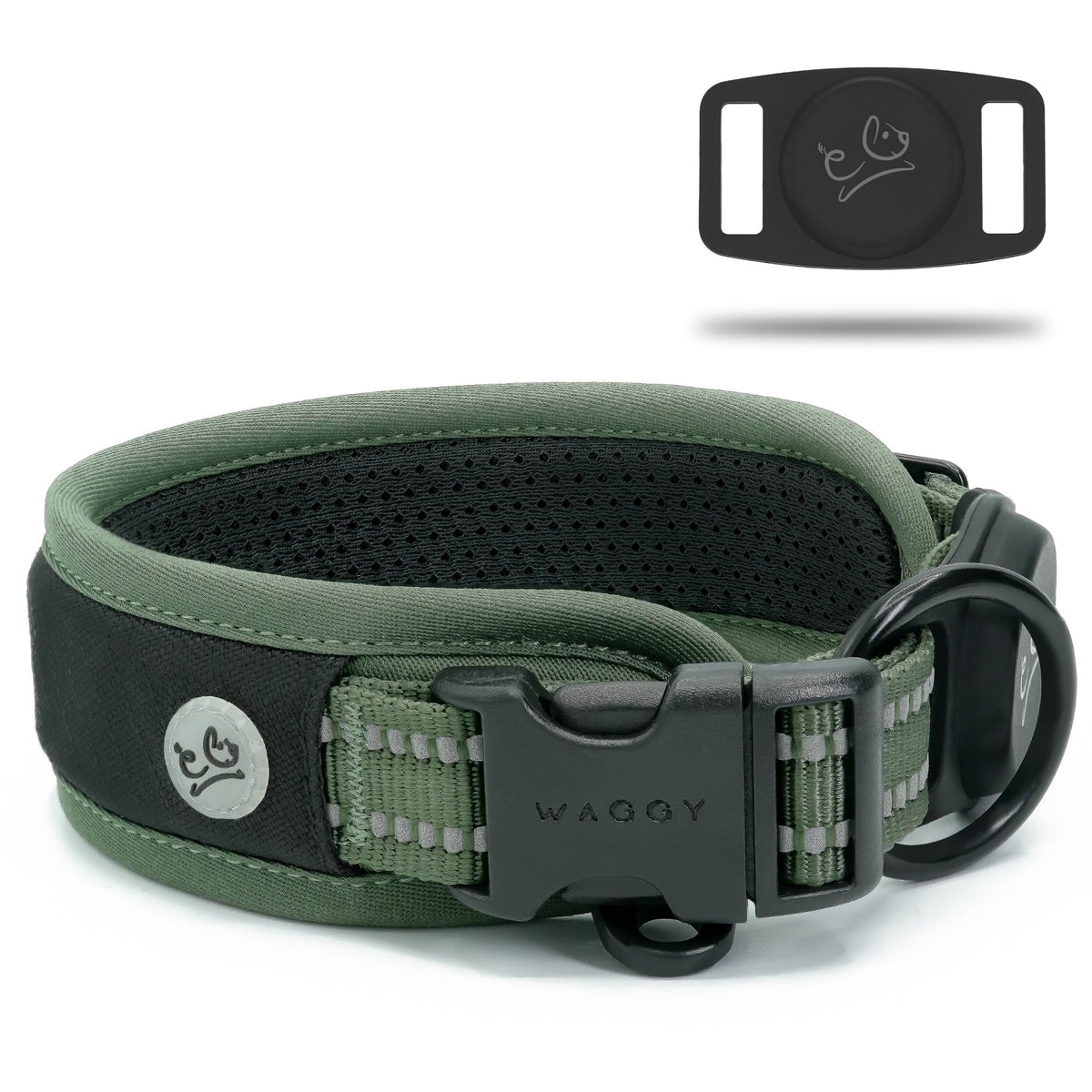 WaggyLife Animal Collar in XS (11.8"-13.8"), Green