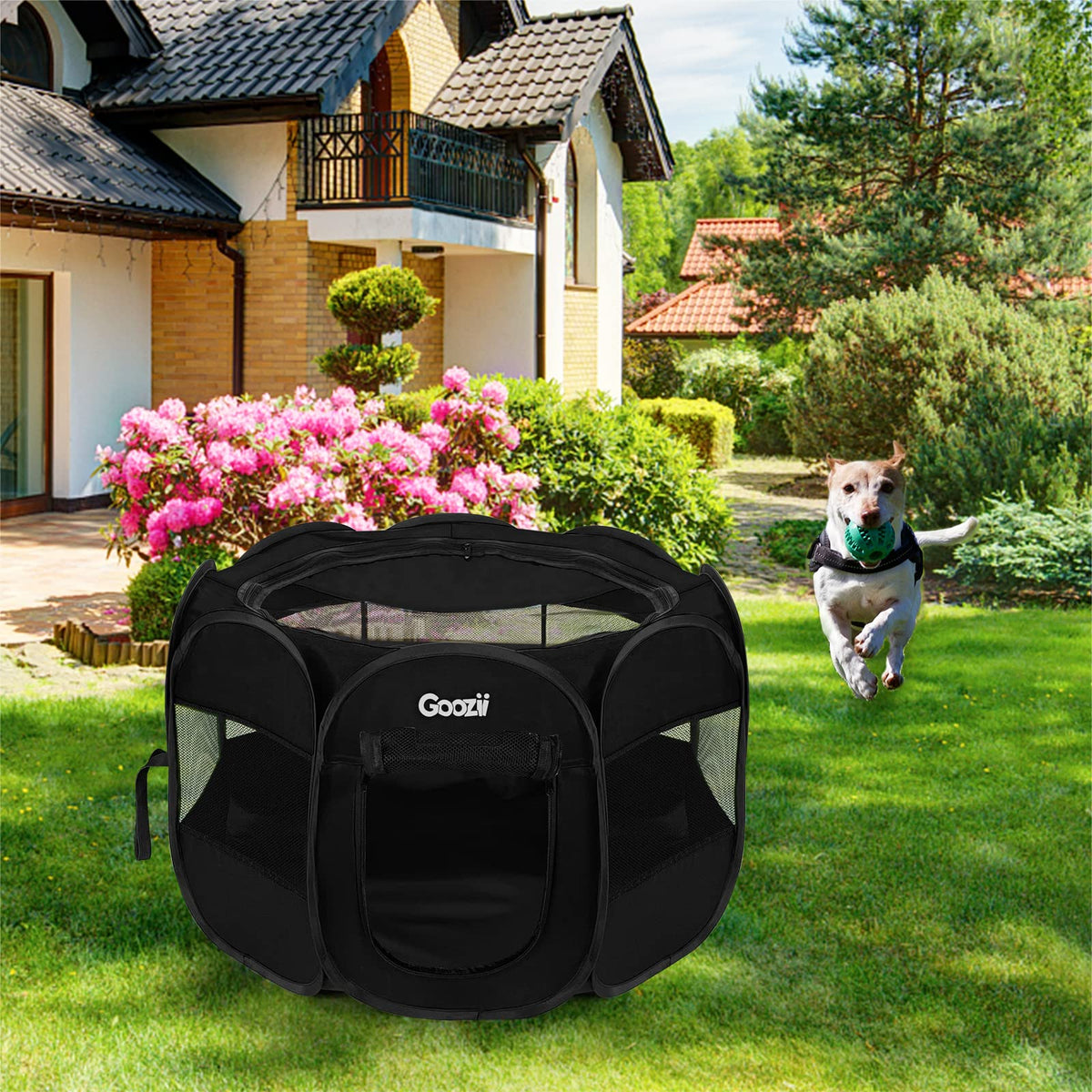 Goozii Pet Playpen in S [29" x 29" x 17"], Black