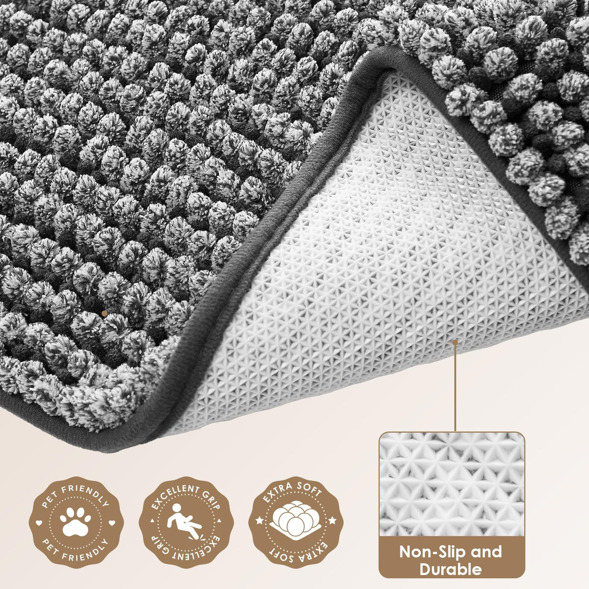EHEYCIGA Pet Bed Mat in 24x16inch, Grey