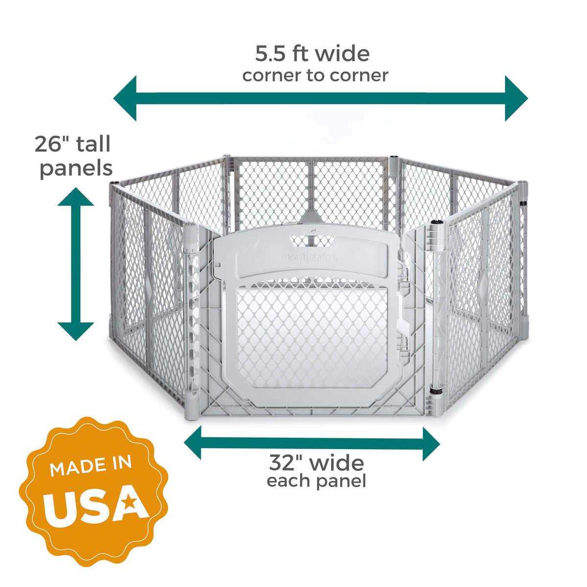 MYPET Pet Playpen in 6-Panel, Light Gray