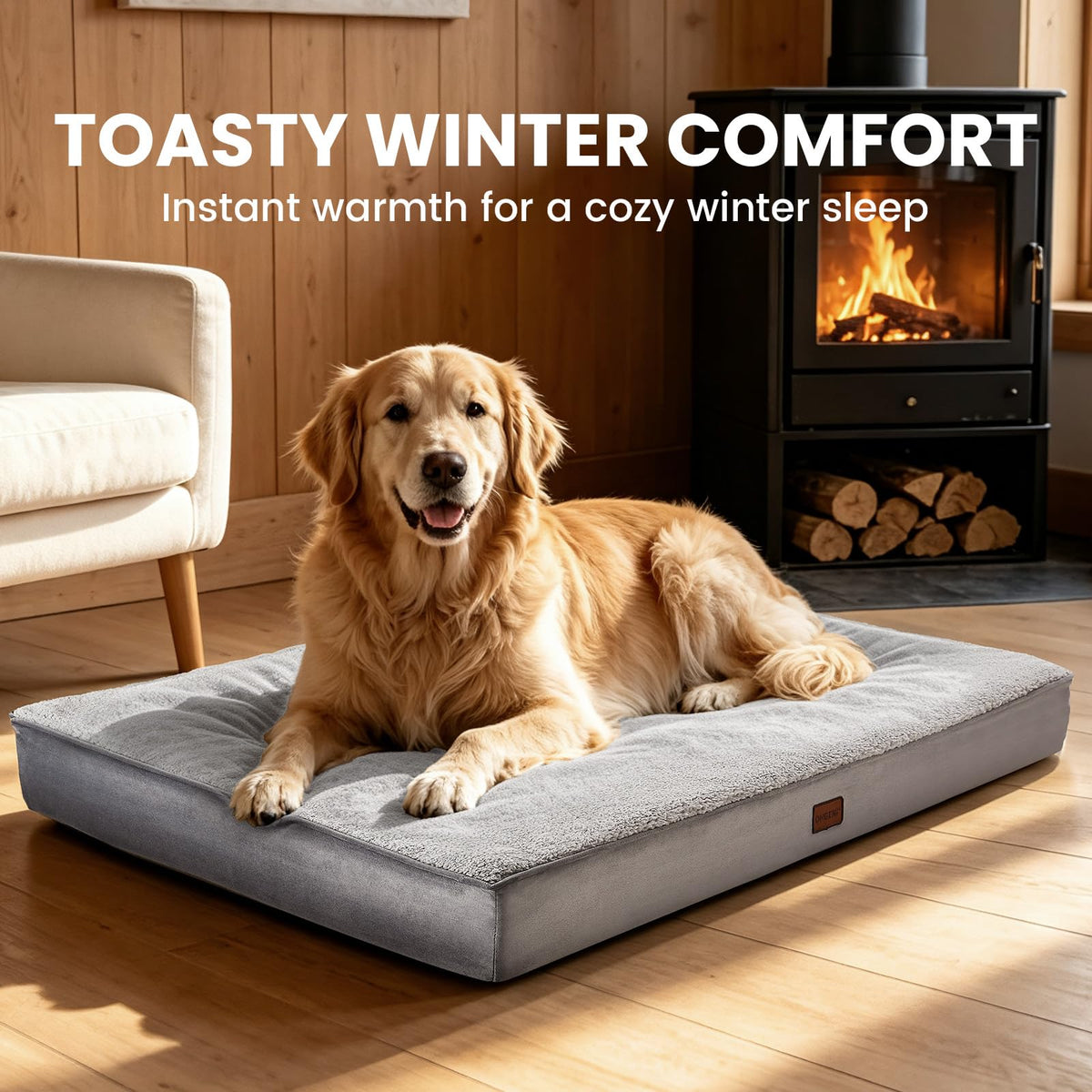 OhGeni Pet Bed Mat in 41" x 28" x 3.9" W, 01-Gray