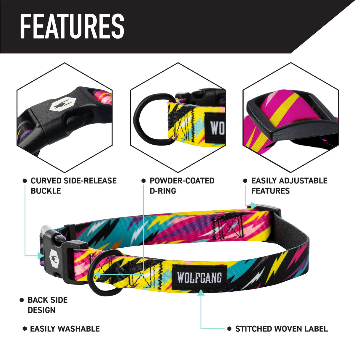 Wolfgang Man & Beast Animal Collar in Small (5/8 Inch x 8-12 Inch), FuzzyTails Print