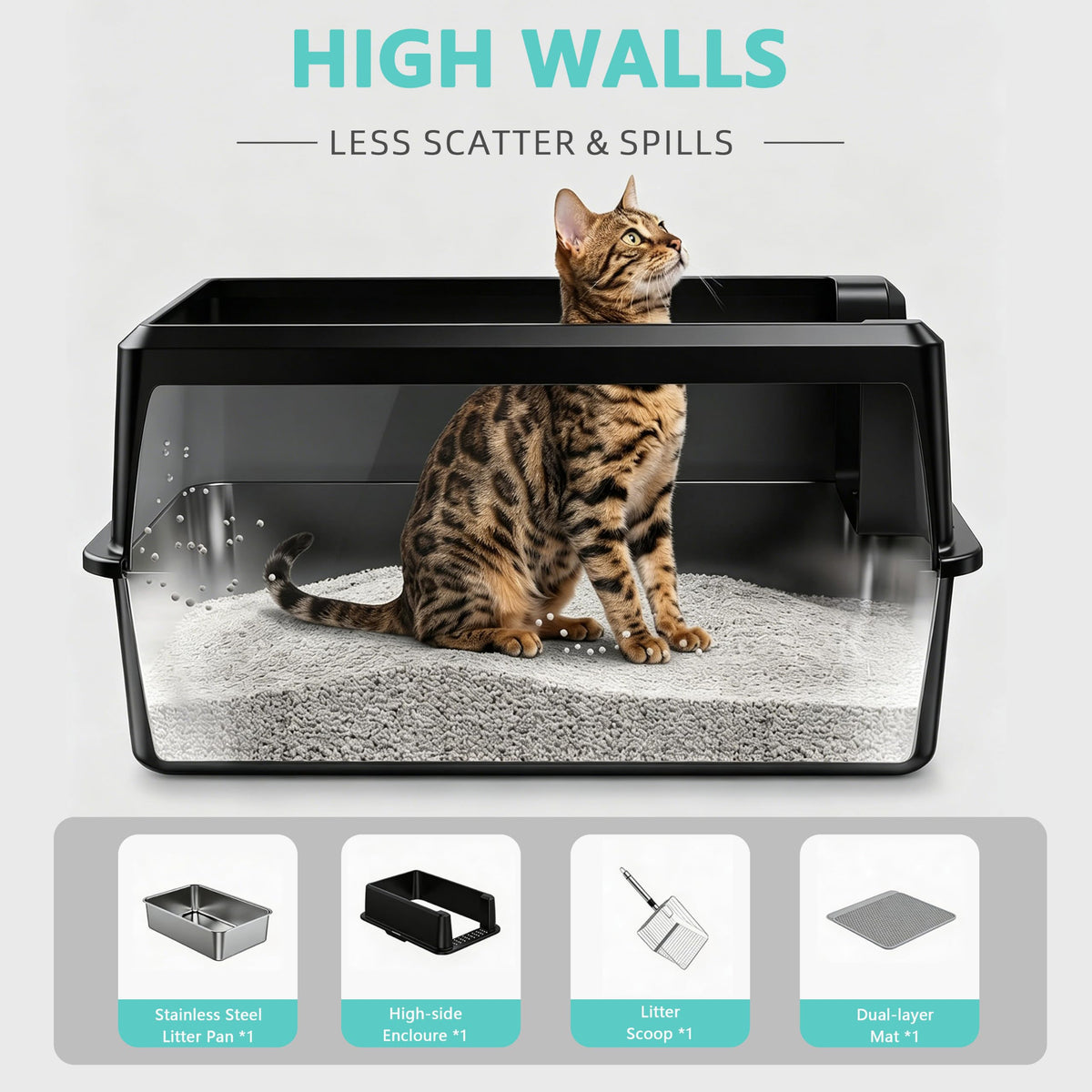 WoofiGo Litter Box in XL Extra Large, 23 - Black (Pack of 1)