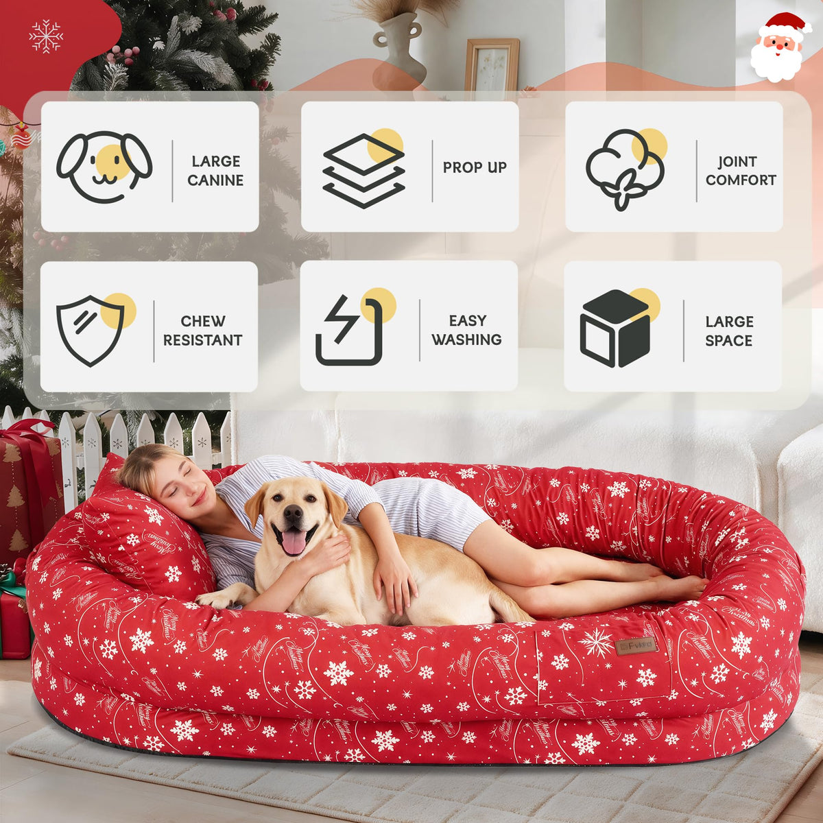 Fvkind Pet Bed Mat in 70"L×33"W×12"Th, Christmas