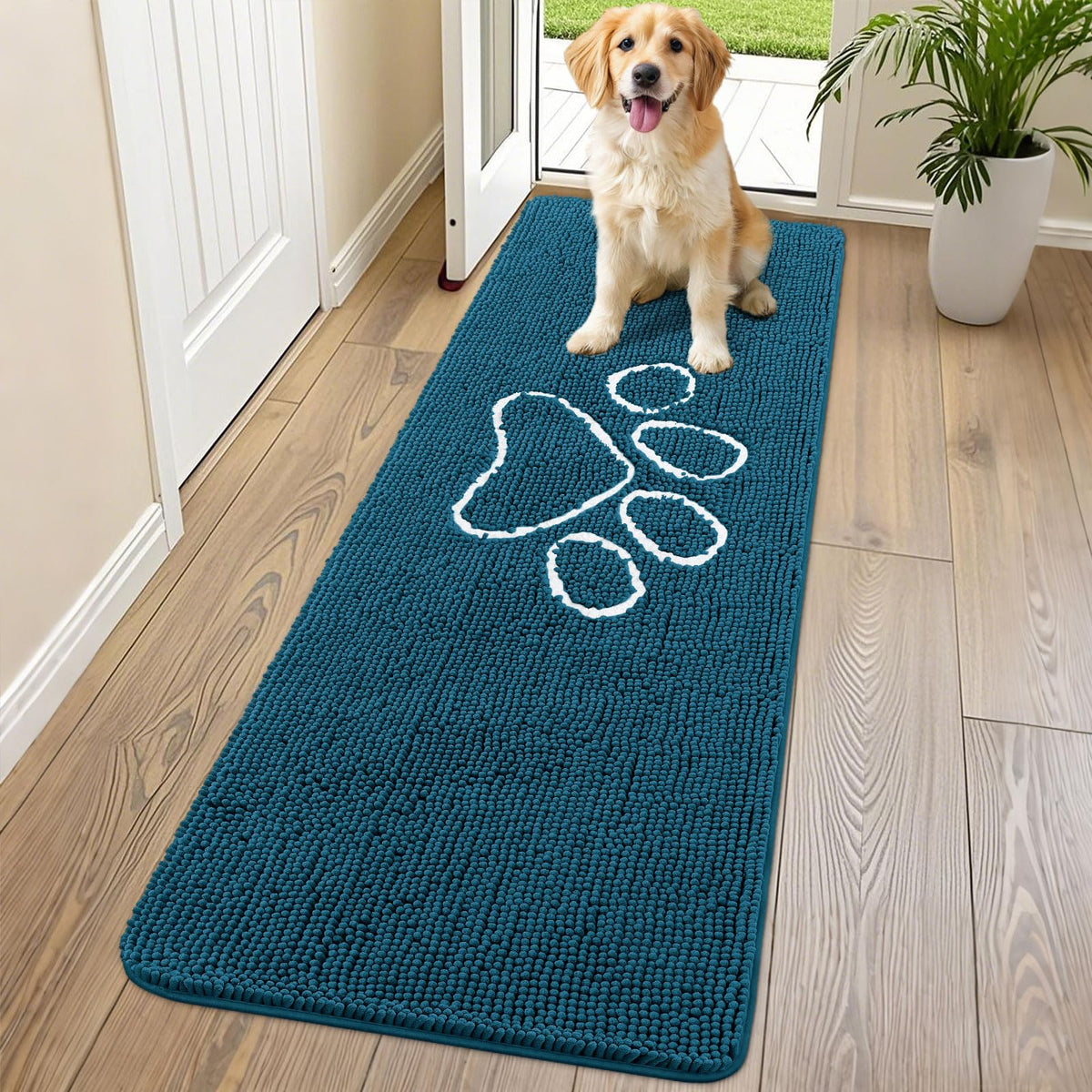 Smiry Rug in 70"X24", Atlantic Blue and White